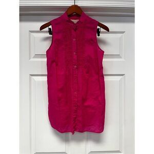 Michael Michael Kors Hot Pink Lightweight Sleeveless Pintuck Button Down Blouse